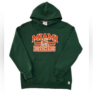 NWT Miami Hurricanes Hoodie Mens Sz M Embroidered Green NCAA Russell Sweatshirt